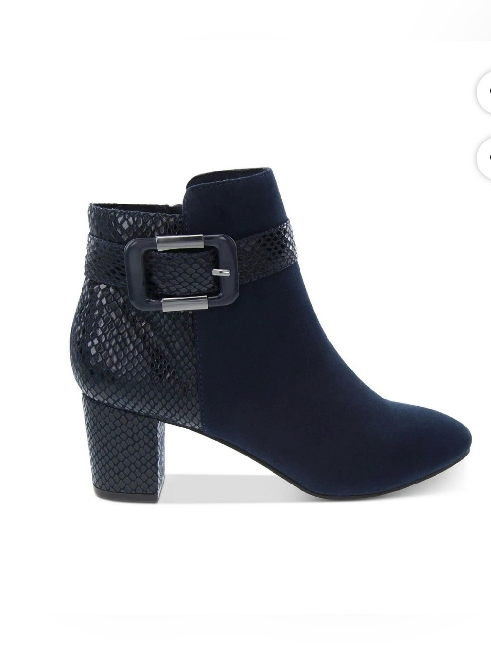 Karen Scott Navy Block Heel Ankle Boot with Buckle Zip Closure Size 6